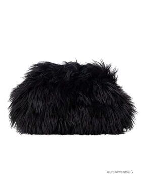 Fuzzy Faux Fur Clutch Purses Y2k Plush Evening Bag Kiss Lock